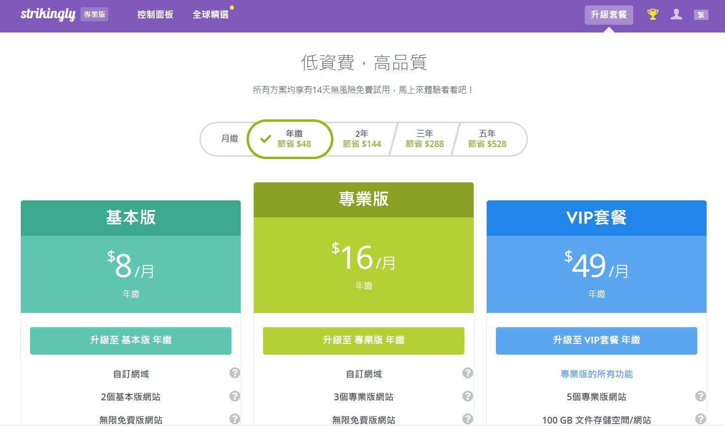 Strikingly付費功能 Strikingly付費功能